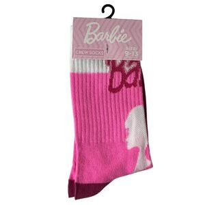 Barbie Pink Logo Crew Socks Unisex 9-13 NWT Y2K Barbiecore
